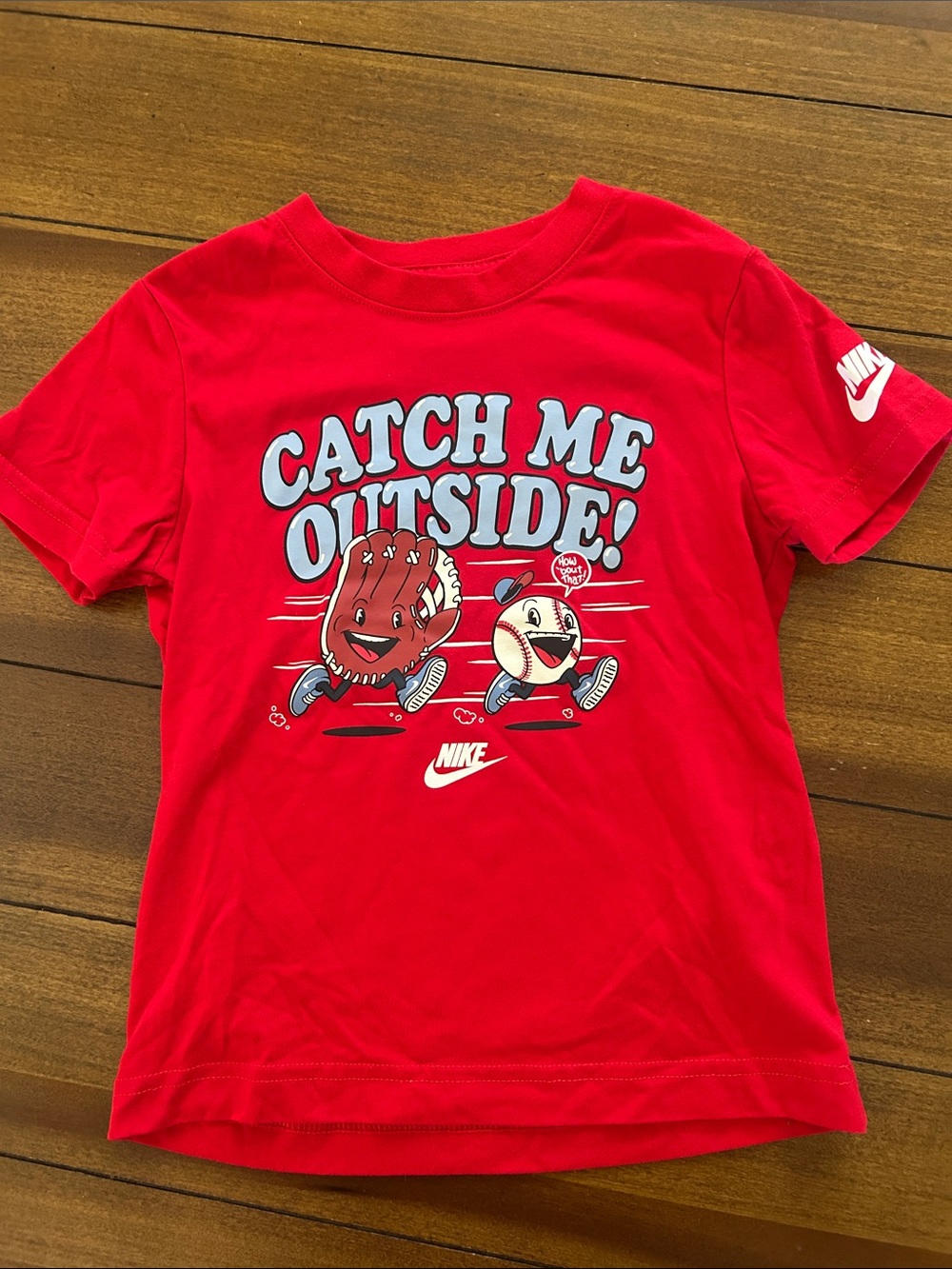 Nike Kids Red 'Catch Me Outside!' Baseball Graphic Tee